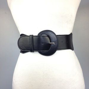 Women's Black Wide Elastic Stretch High Waist Belt